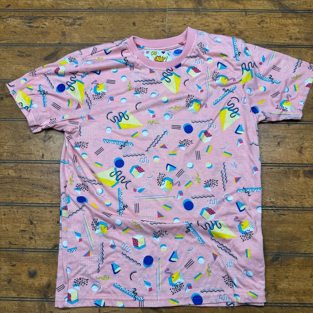 Oh Snap by‎ Drill Clothing Company pink geometric 90s patterned shirt